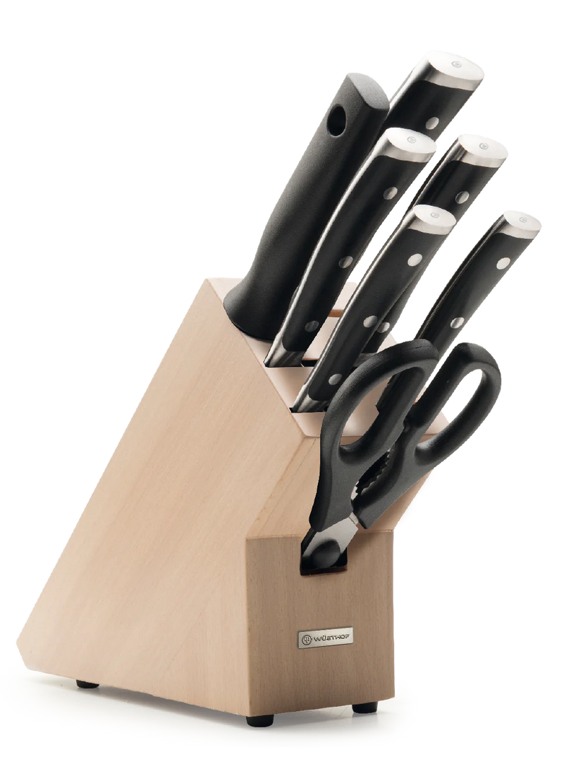 Wüsthof Classic Ikon 7 Piece Knife Block Set with Magnetic Thermo Wood Knife Stand