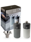 Peugeot Line carbone Salt and Pepper Mill Set with Compact Funnel, gift set