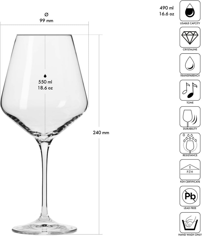 KROSNO - AVANTE-GARDE Red Wine Glass Set of 6