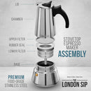 Stainless Steel Stovetop Espresso Coffee Maker - 3 Cup