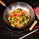 Classic Series 14-Inch Round Bottom Carbon Steel Wok with Birch Handles