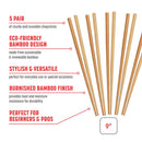 Reusable Burnished Bamboo Chopsticks Set, 5 Pair