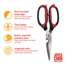 Joyce Chen Deluxe Multi-Use Kitchen Shears, 9" w/ Red & Black Handles