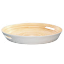 Lexa Bamboo Serving Tray w/ Handles, 16 Inch - White