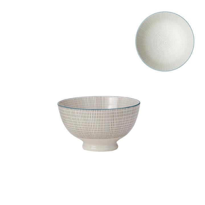 Kiri Porcelain Bowl Grey with Blue Trim 3 Sizes