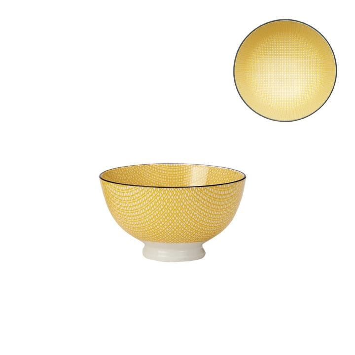 Kiri Porcelain Bowl Yellow with Yellow Trim, 3 Sizes.