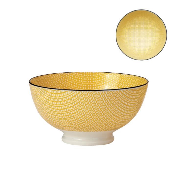 Kiri Porcelain Bowl Yellow with Yellow Trim, 3 Sizes.