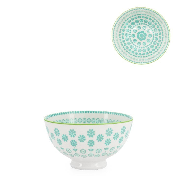 Kiri Porcelain Bowl Turquoise Daisy 3 Sizes