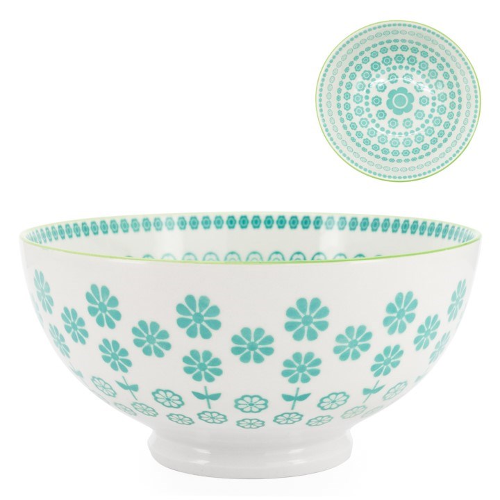 Kiri Porcelain Bowl Turquoise Daisy 3 Sizes