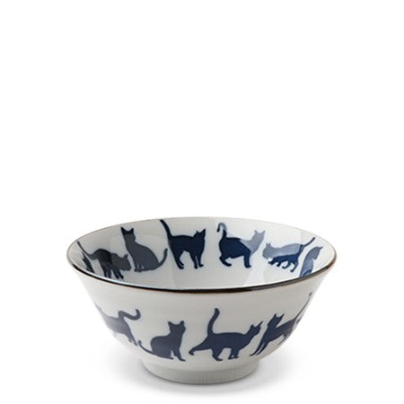 Blue & White Cat Parade 5.75" Bowl