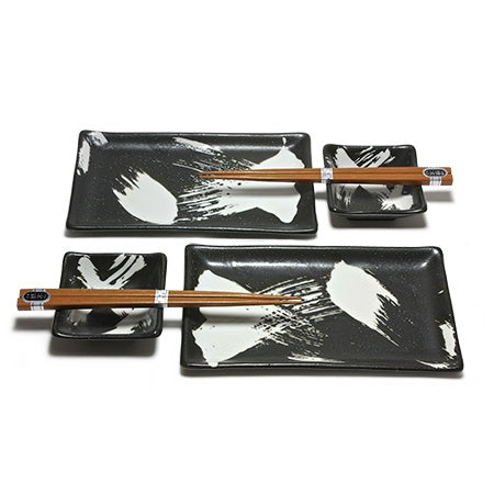 Black Blush Stroke Sushi Set