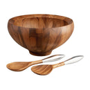 Nambé Yaro Salad Bowl 14"x7" w/ Servers 13"