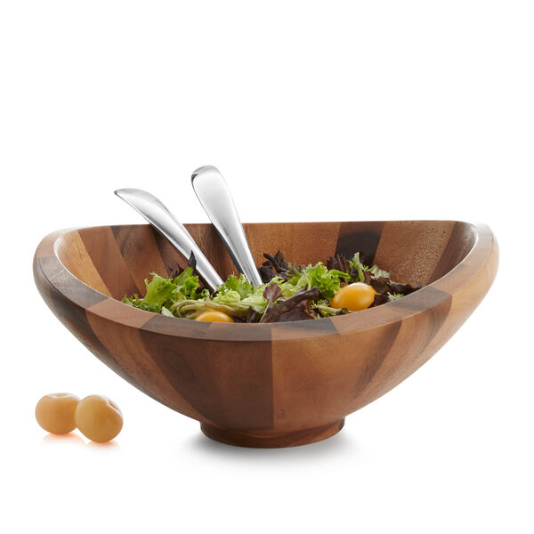 Nambé Butterfly Salad Bowl 16x6.75" w/ Servers 14"