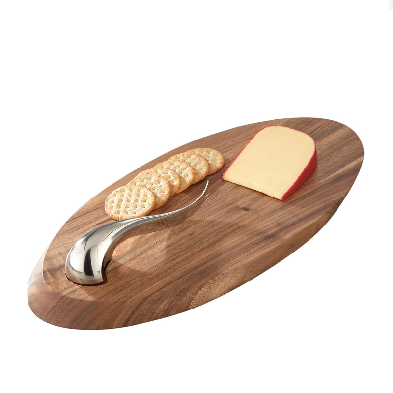 Nambé Swoop Cheese Board w/ Knife 21"