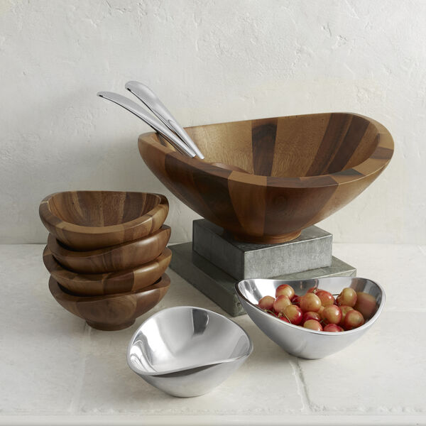 Nambe Butterfly Salad Bowl With Servers