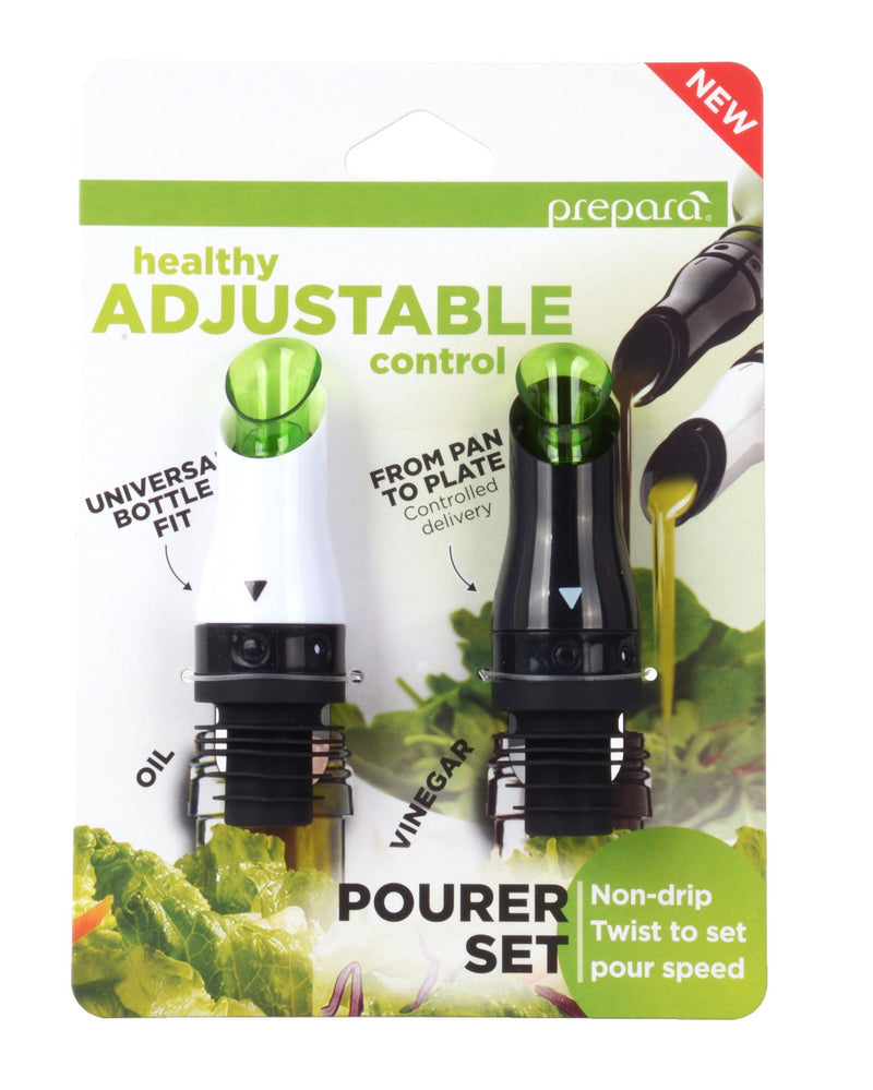 Adjustable Oil/Vinegar Pourer 2/PK White/Black