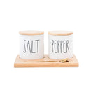Magenta - Rae Dunn Artisan Salt+Pepper Cellars W/ Bamboo Tray & Spoon