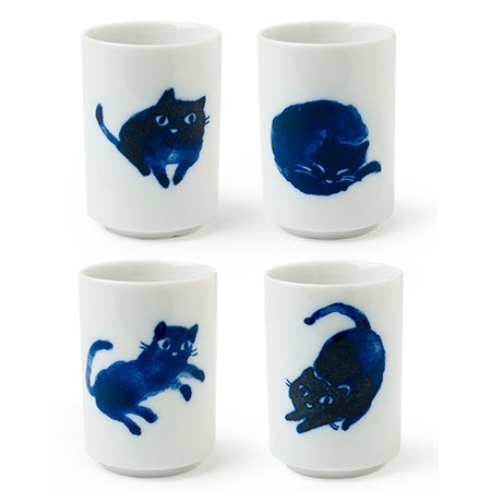 Midnight Blue Cat Cup Set