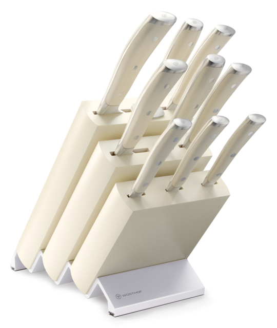 Wüsthof Classic Ikon Crème Ten Piece Knife Block Set with Crème Ash Wood Block - 9874